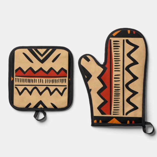 Afrikanischer Hintergrund in warmen Farben Ofenhandschuh & Topflappen-Set (Vorderseite)