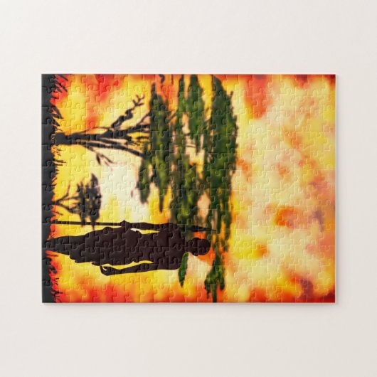 Afrikanischer Jäger mit Spear Jigsaw Puzzle (Horizontal)