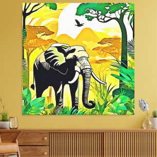 Afrikanischer Jungle Elephant Art Design Leinwanddruck