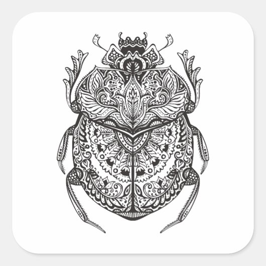 Afrikanischer Käfer Zendoodle Quadratischer Aufkleber (Vorderseite)