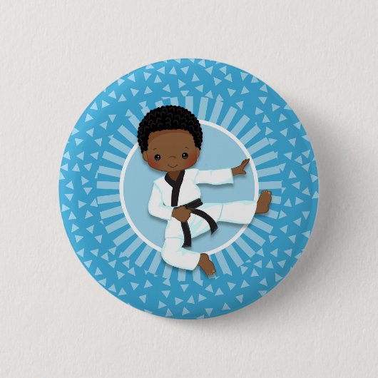 Afrikanischer Karate Boy Judo Martial Arts Button (Vorderseite)