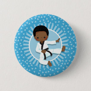 Afrikanischer Karate Boy Judo Martial Arts Button