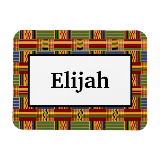 Afrikanischer Karierter Kente 3x4 Name flexibel Magnet (Horizontal)