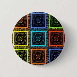 Afrikanischer karierter Muster-Kunstdruck Button