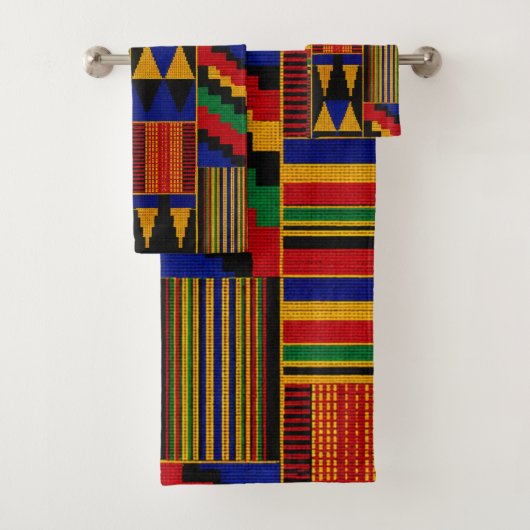 Afrikanischer Kente-Stoff Badhandtuch Set (Insitu)