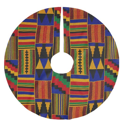afrikanischer Kente-Stoff im Stil Polyester Weihnachtsbaumdecke (Vorderseite)