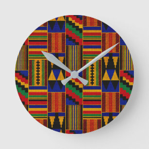 Afrikanischer Kente-Stoff Runde Wanduhr