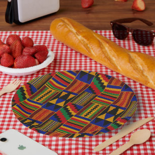 Afrikanischer Kente-Stoffstil Pappteller