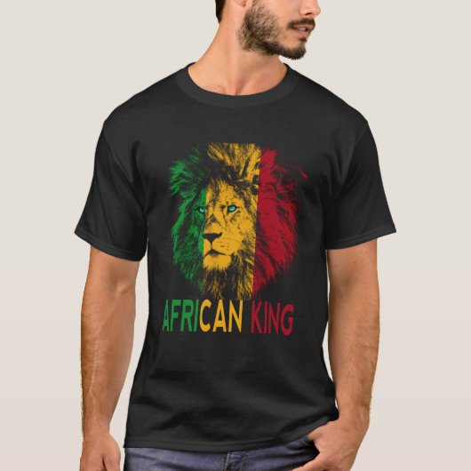 Afrikanischer König Afrika Flag Lion Black Men Wom T-Shirt (Vorderseite)