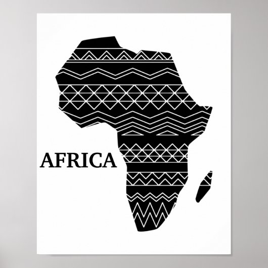 Afrikanischer Kontinent Schwarz-Weiß Poster (Vorne)