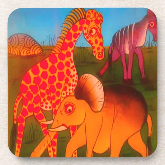 afrikanischer Kunstdrucker Getränkeuntersetzer (Vorderseite)