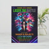 Afrikanischer Laser Tag Geburtstag Einladung (Stehend Vorderseite)