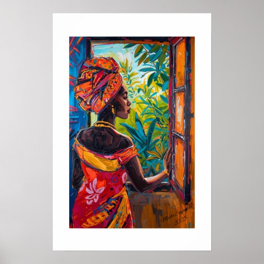 Afrikanischer lebendiger abstrakter Kunstprint Poster (Vorne)