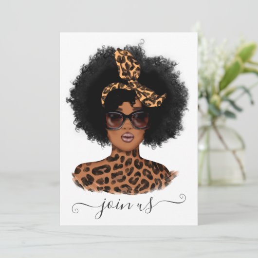 Afrikanischer Leopard-Girl-Junggeselinnen-Abschied Einladung (Stehend Vorderseite)