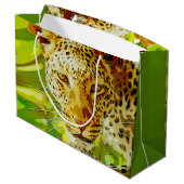 Afrikanischer Leopard Große Geschenktüte (Rückseite Schrägansicht)