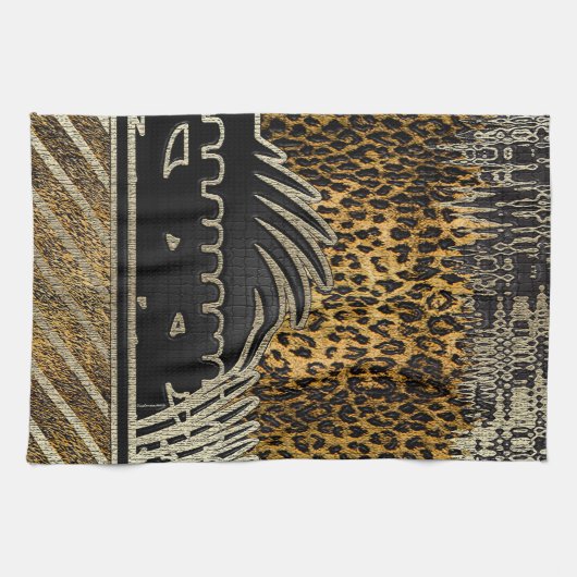Afrikanischer Leopard in Bewegung Küchentuch (Horizontal)