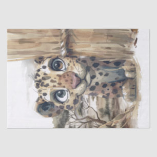 Afrikanischer Leopard-Karikaturenholz Safari Seidenpapier