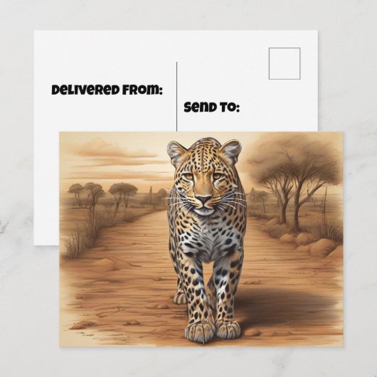 afrikanischer Leopard-Leiter Postkarte (Vorne/Hinten)