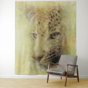 Afrikanischer Leopard Wildlife Watercolor Wandteppich