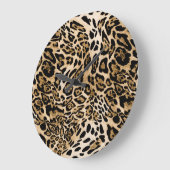 Afrikanischer Leoparden-Pelz: Nahtlose Tiertextur Große Wanduhr (Winkel)