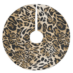 Afrikanischer Leoparden-Pelz: Nahtlose Tiertextur Polyester Weihnachtsbaumdecke