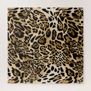 Afrikanischer Leoparden-Pelz: Nahtlose Tiertextur Puzzle