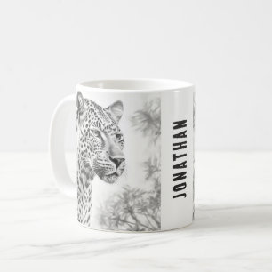 Afrikanischer Leoparden-Stift Zeichnend Kaffeetasse