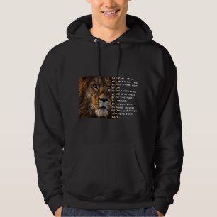 Afrikanischer Löwe druckt weißen Text trendy Männe Hoodie