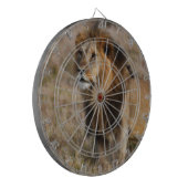 Afrikanischer Löwe im Gras Dartscheibe (Vorderseite Links)