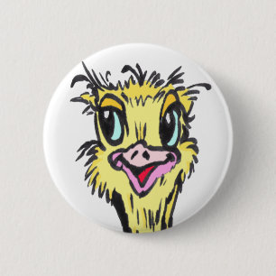 Afrikanischer lustiger Ostrich-Cartoon-Knopf Button