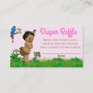 Afrikanischer Mädchen-Safari-Baby-Shower-Windel-Ra Visitenkarte