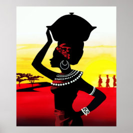 Afrikanischer Maiden auf der Savannah Poster