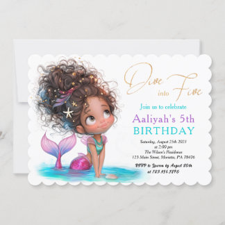 Afrikanischer Meerjungfrau 5. Geburtstag Einladung