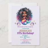 Afrikanischer Meerjungfrau 5. Geburtstags-Foto Einladung (Vorderseite)