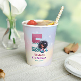 Afrikanischer Meerjungfrau 5. Geburtstags-Foto Pappbecher