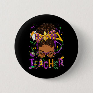 Afrikanischer Messy Bun Mardi Gras New Orleans Button