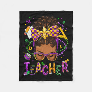 Afrikanischer Messy Bun Mardi Gras New Orleans Fleecedecke
