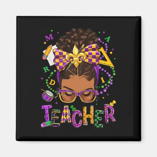 Afrikanischer Messy Bun Mardi Gras New Orleans Magnet (Vorne)