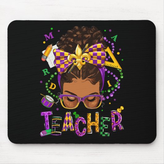Afrikanischer Messy Bun Mardi Gras New Orleans Mousepad (Vorne)