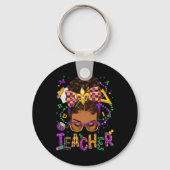 Afrikanischer Messy Bun Mardi Gras New Orleans Schlüsselanhänger (Vorderseite)