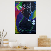 Afrikanischer Mond im digitalen Wasser Poster (Küche)