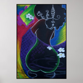 Afrikanischer Mond im digitalen Wasser Poster