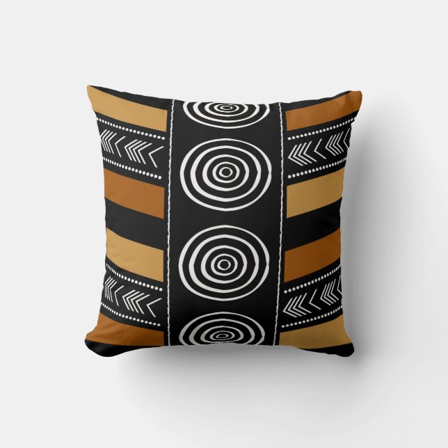 Afrikanischer Mudcloth-Bogolan-Stoffdesign-Wurfpfe Kissen (Vorderseite)