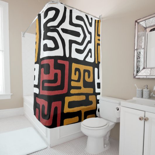Afrikanischer Mudcloth Duschvorhang (Beispiel)