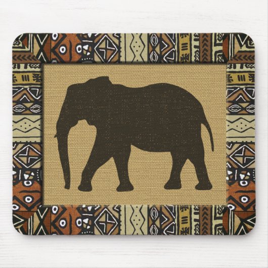 Afrikanischer Mudcloth und Elephant Mousepad (Vorne)