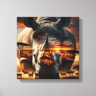Afrikanischer Nashorn-Buschveld-Sonnenuntergang Le Leinwanddruck