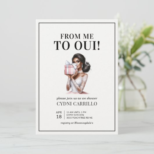 Afrikanischer Neuroamerikaner in Pink-Brautparty Einladung (Stehend Vorderseite)