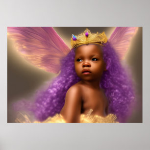 Afrikanischer niedlicher Mädchenschmetterling lila Poster
