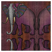 Afrikanischer Patchwork-Elefant (Pflaume, Orange,  Stoff (Nahaufnahme)
