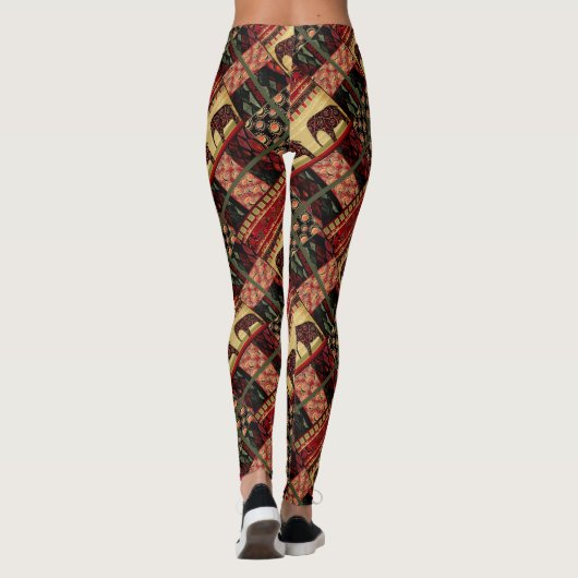 Afrikanischer Patchwork-Ziereleph Leggings (Rückseite)